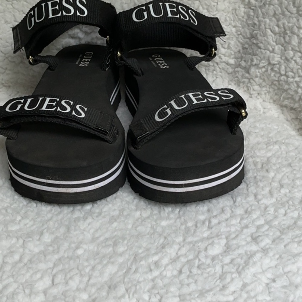 Guess Black Platform Sandals Size 7 - Picture 3 of 7